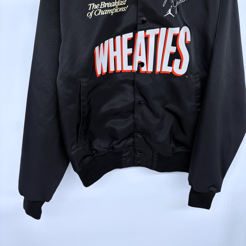 Michael Jordan Flight MVP Wheaties Varsity Jacket Medium Men's Black Satin - Picture 3 of 9